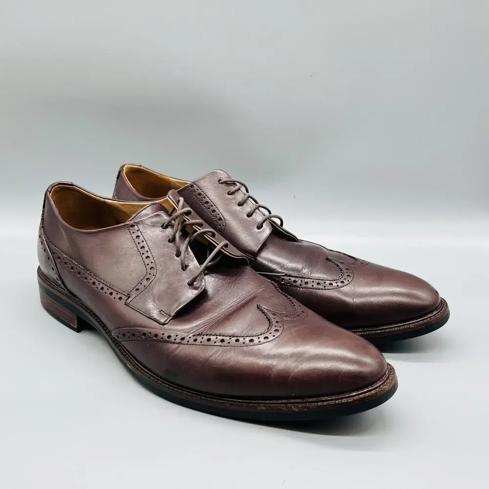 Cole Haan Shoes Mens 13 Brown Leather Grand OS Wingtip Oxford Dress Brogue